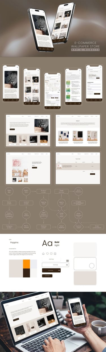 UX case study by UrBrand Studio showcasing end-to-end design process for wallpaper app and website