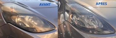 avant après polissage phare