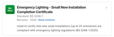 Emergency Lighting Small New Installation Completion Preview