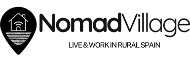 NomadVillage logo featuring a house and Wi-Fi inside a location pin.