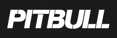 Bold white Pitbull brand logo in stencil-style typography on a solid black background.