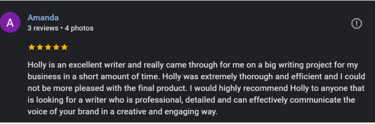 google testimonial