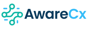 AwareCx company logo featuring a teal circuit node icon next to blue and teal modern typography.