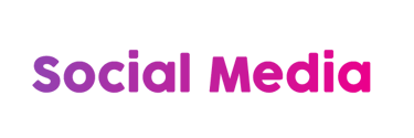 Mots Social Media écrits en gras avec dégradé violet et magenta