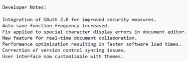 Image of developer notes before user-friendly transformation.