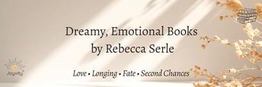 Dreamy emotional Rebecca Serle books blog banner with soft sunlight and dried florals.