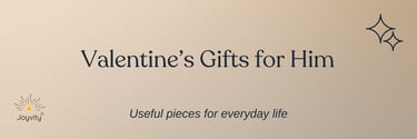 Valentine’s gifts for him blog banner with neutral background and simple text