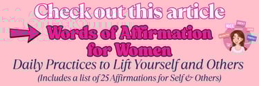 a woman with a pink background and a pink arrow pointing to the right side of