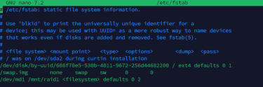 nano fstab output