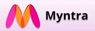 The colorful Myntra fashion logo featuring a stylized pink and orange M on a light background.