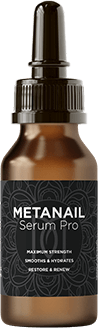 Metanail Serum Pro bottle with dropper for maximum strength nail restoration and hydration.