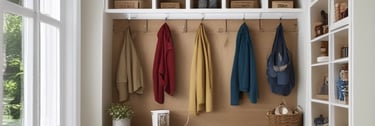 a closet with a coat rack and coat rack