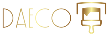 a golden paintbrush with the word daeco on it, daecologo