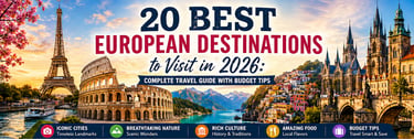 20 Best European Destinations to Visit in 2026 travel collage with iconic landmarks