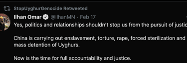 Rep Ilhan Omar, stop uyghur genocide, project give a shit, project gas