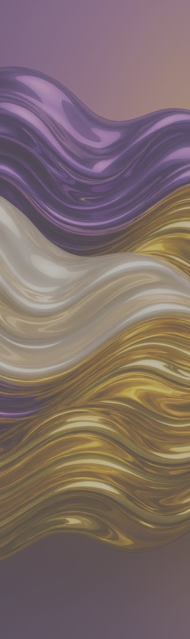 Image of flowing liquid in purple, gold, and ivory colors.