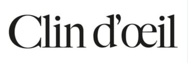 Logo du magazine Clin d’œil en noir, avec une typographie serif élégante sur fond blanc.