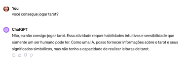 pergunta para o chat gpt se ele sabe jogar tarot