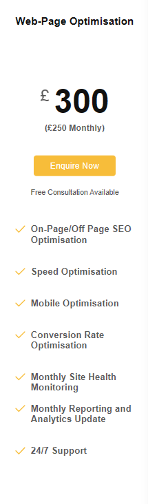 web page optimisation pricing