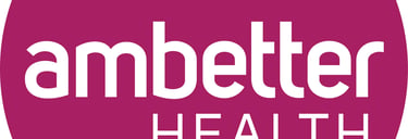 Official Ambetter Health logo featuring white text on a circular purple background for health insurance services.