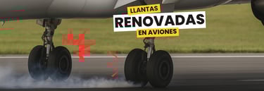 IMAGEN DE UN AVION ATERRISANDO CON LLANTAS RENOVADAS