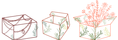 logo secondaire trois boites qui s'ouvrent au fur et à mesure