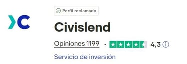 Opiniones y puntuación civislend en trustpilot