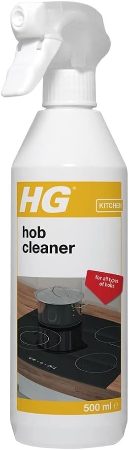 a bottle of hob cleaner with a spray bottle