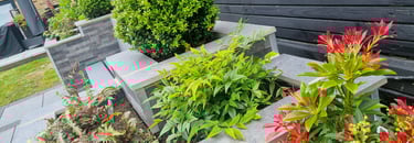 Ultra Modern Chic Dynamic Raised Split Face Planters Porcelain Patio & Bench