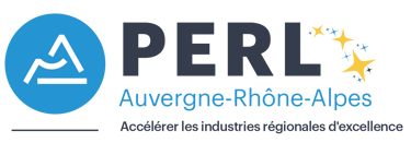 PERL Auvergne-Rhône-Alpes logo for regional industrial excellence with blue mountain icon.