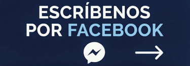 Botón azul para contacto con el texto Escríbenos por Facebook y logo de Messenger.
