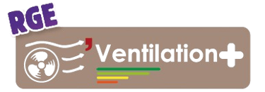 Logo ventilation RGE représentant une entreprise certifiée pour installation de systèmes de ventilation éligibles aux aides