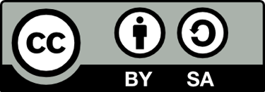 Creative Commons Attribution-ShareAlike CC BY-SA license icons on a grey and black background.