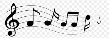 Black music notes with waving scale 