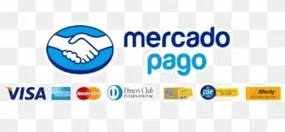 Logotipo de mercado pago con tarjetas aceptadas para pagos seguros