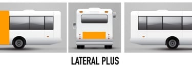 Publicidad Autobuses Madrid rotulación laterales plus más trasera normal
