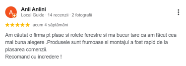 Recenzie client rolete textile zi noapte montaj profesional Bucuresti Sev Home