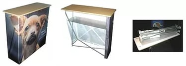 Fabric or Flex popup Table, very compact easy to carry system.