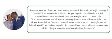 Depoimento de casal sobre a Tenório Filmes, elogiando o vídeo do casamento e agradecendo