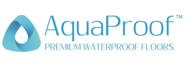 a logo for a waterproof flooring company, AquaProof