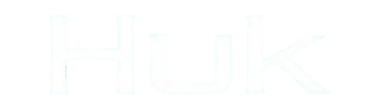the huk huk huk logo on the back of a black and white huk logo