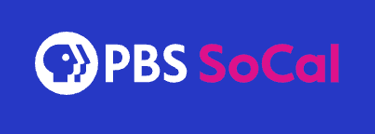 PBS SoCal logo with PBS icon and text in white and pink on a blue background.