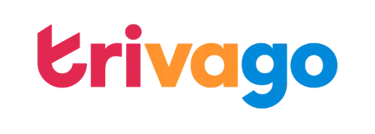 Official colorful Trivago logo for hotel search and travel deals on a solid black background.