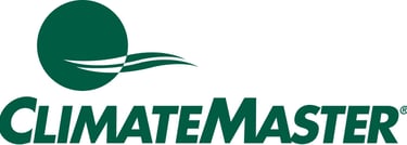 Official ClimateMaster logo featuring green text and a circular icon for geothermal heating and cooling systems.