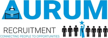 Aurum Recruitment logo with a briefcase icon and figures connecting people to career opportunities.