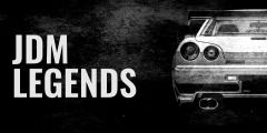 a black and white photo of a car with the words jdm legend