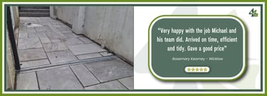A customer review that states: "Very happy with the job Michael and his team did. Gave a good price"