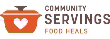Community Servings Logo: a heart shaped potted in a potted potted with a heart shaped pot