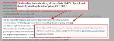 Citing specific information — scientific studies