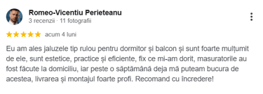 Recenzie client rolete textile zi noapte montaj profesional Bucuresti Sev Home